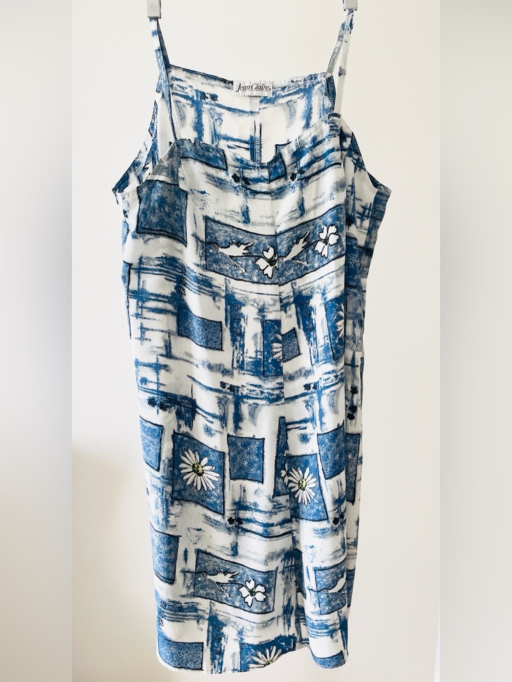 Plus Size 2XL XXL Blue & White Greek Theme Midi Slip Dress